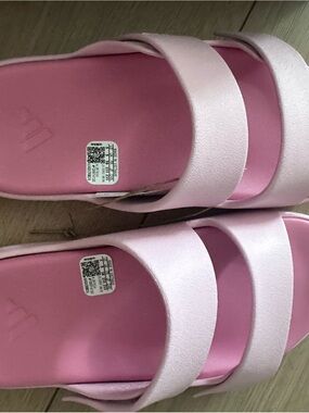 adidas Pink Double-Strap Slide Sandals